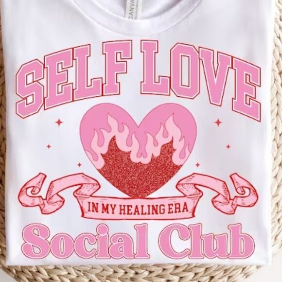 Retro Valentines T-Shirt, Valentines Day Self Love Club T-Shirt - Picture 2 of 5